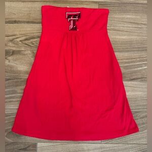 Texas Tech Red Strapless Dress, side pockets, NCAA, M